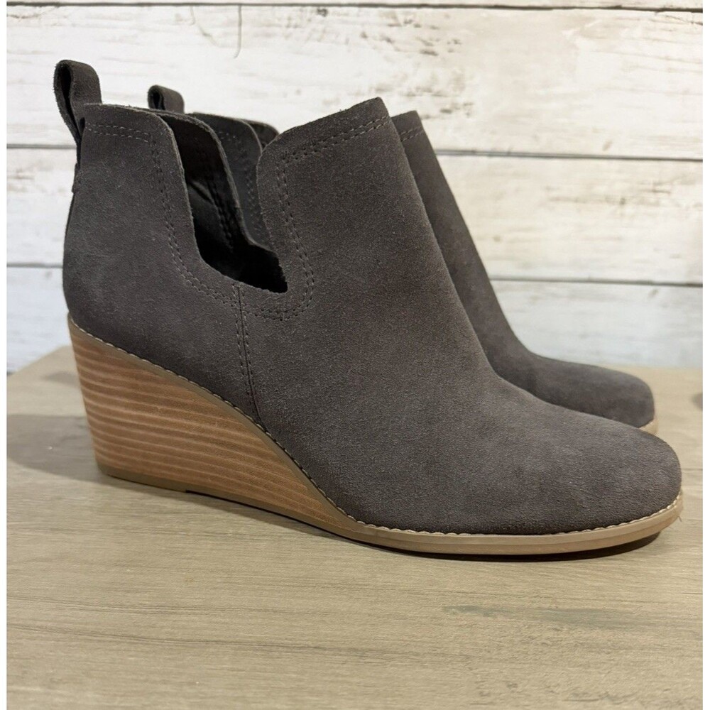 Toms Kallie Wedge Suede Ankle Boots, Women's  Gray Size 8.5 Wide